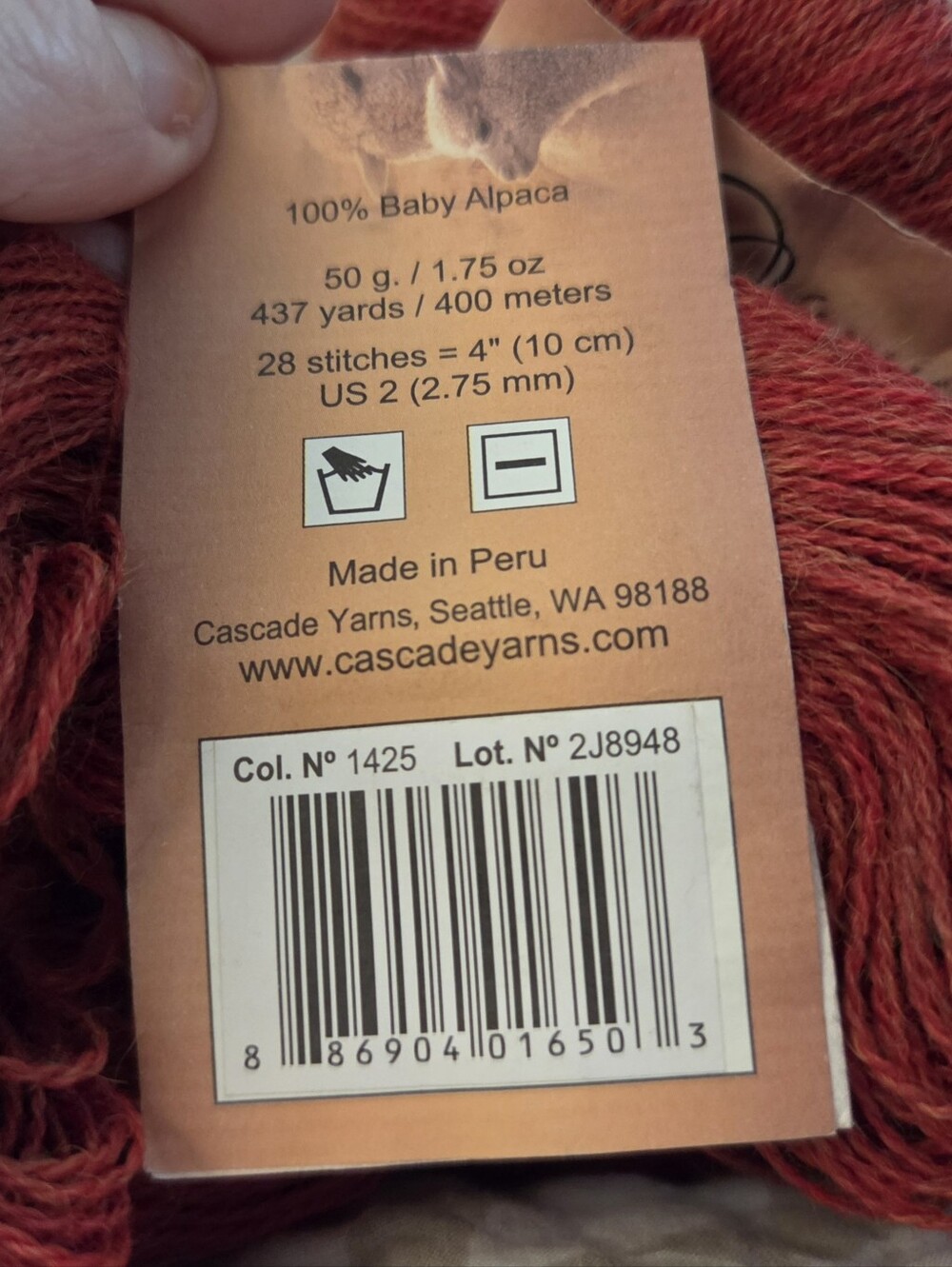 NEW CASCADE YARN 2 HANKS 100% Baby Alpaca Knitting Yarn Color 1425 - Picture 5 of 7